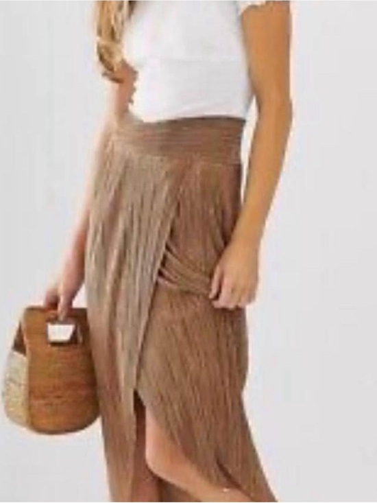 ASOS Dresses & Skirts - ASOS Brown Pleated Wrap High-Low Skirt